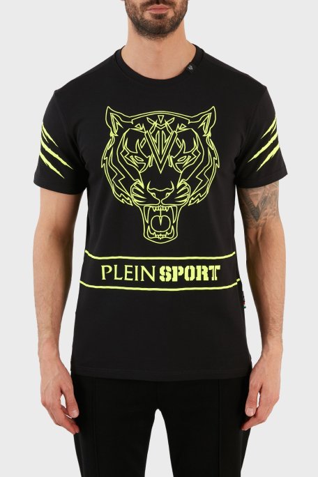 Plein Sport Logolu Bisiklet Yaka Pamuklu Erkek T Shirt TIPS102IT99 SİYAH - Plein Sport