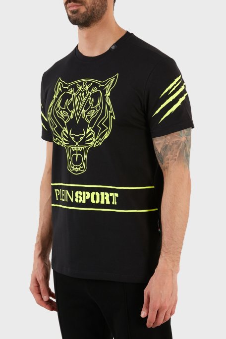 Plein Sport Logolu Bisiklet Yaka Pamuklu Erkek T Shirt TIPS102IT99 SİYAH - Plein Sport (1)