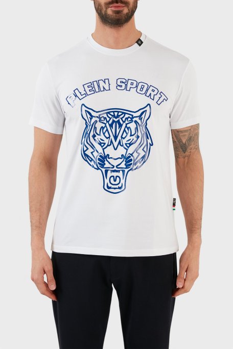 Plein Sport Logolu Bisiklet Yaka Pamuklu Erkek T Shirt TIPS113IT01 BEYAZ - Plein Sport