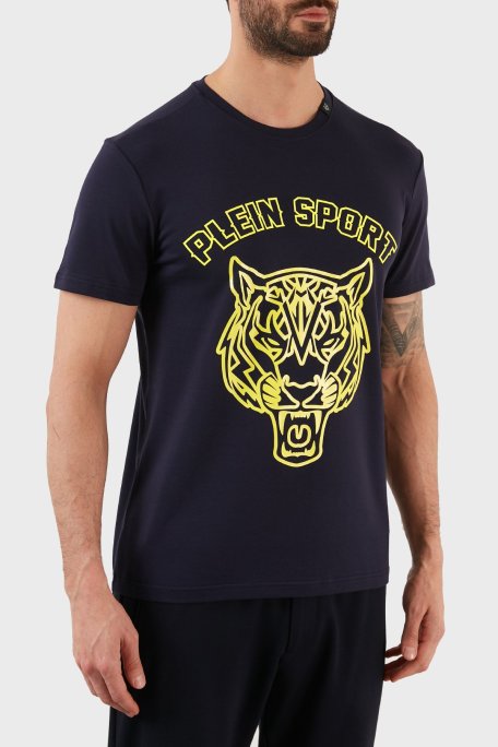 Plein Sport Logolu Bisiklet Yaka Pamuklu Erkek T Shirt TIPS113IT85 LACİVERT - Plein Sport (1)