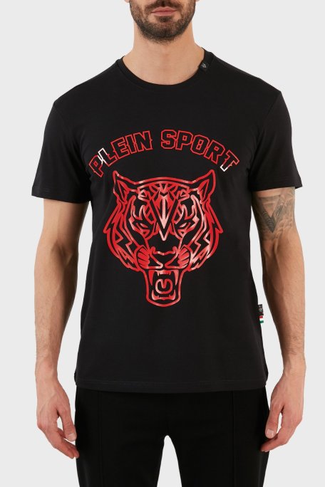 Plein Sport Logolu Bisiklet Yaka Pamuklu Erkek T Shirt TIPS113IT99 SİYAH - Plein Sport