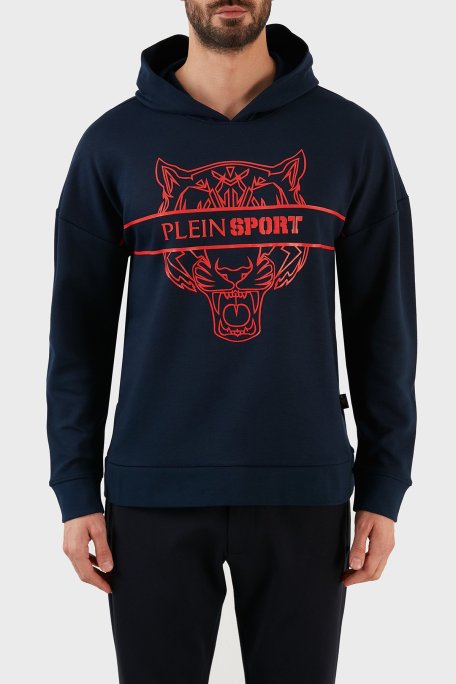 Plein Sport Logolu Regular Fit Kapüşonlu Pamuklu Erkek Sweat FIPS21885 LACİVERT - Plein Sport