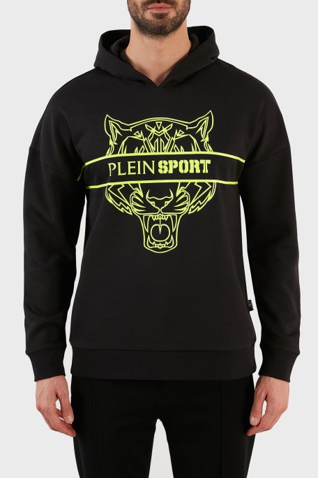 Plein Sport Logolu Regular Fit Kapüşonlu Pamuklu Erkek Sweat FIPS21899 SİYAH - Plein Sport