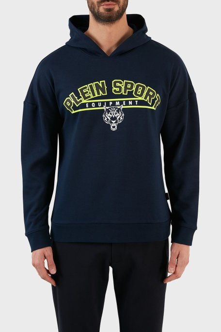 Plein Sport Logolu Regular Fit Kapüşonlu Pamuklu Erkek Sweat FIPS21985 LACİVERT - Plein Sport