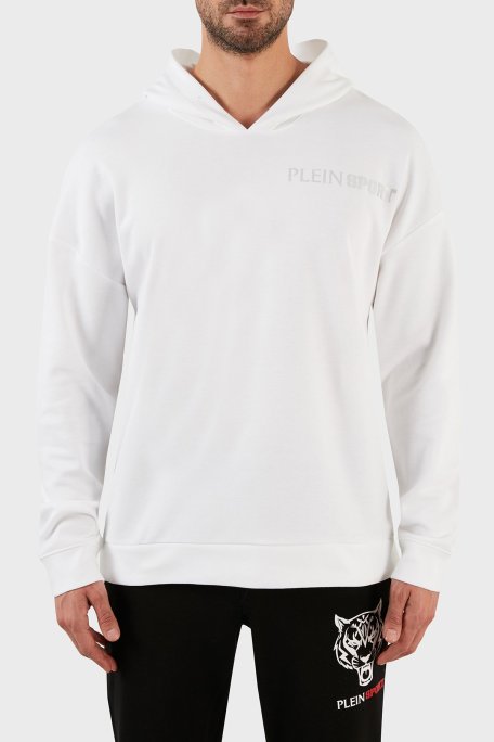 Plein Sport Pamuklu Baskılı Regular Fit Kapüşonlu Erkek Sweat FIPSC131501 BEYAZ - Plein Sport