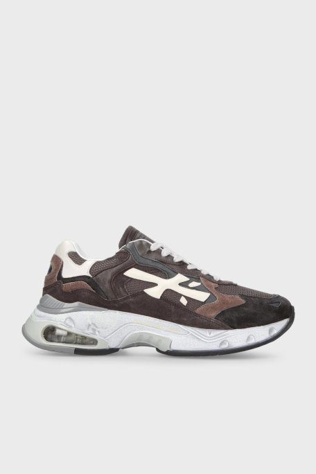 Premiata Deri Karışımlı Logolu Sneaker Erkek Ayakkabı SHARKY 320 KAHVE - Premiata