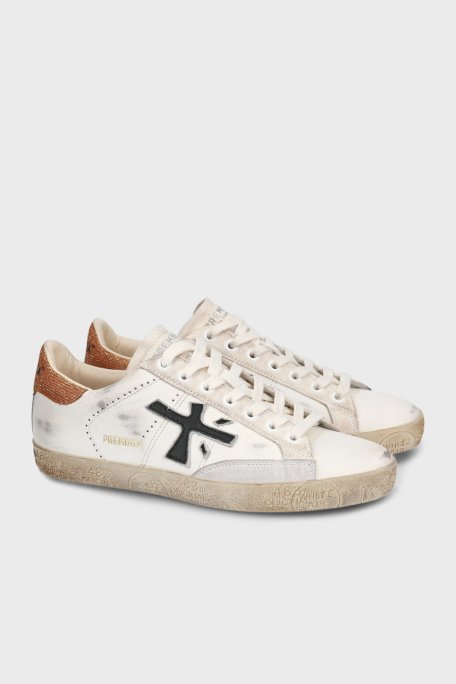 Premiata Deri Logolu Sneaker Bayan Ayakkabı STEVEND 6664 BEYAZ-GOLD - Premiata (1)