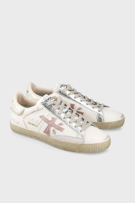 Premiata Logolu Hakiki Deri Vintage Sneaker Bayan Ayakkabı STEVEND 7281 EKRU - Premiata (1)