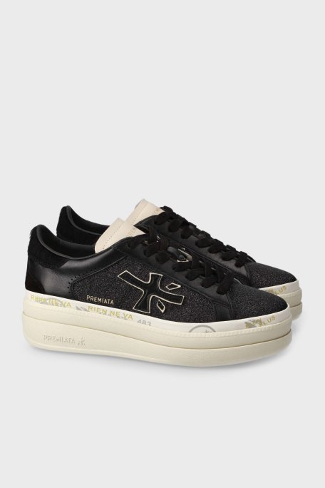 Premiata Simli Deri Karışımlı Sneaker Kadın Ayakkabı CLAUDIA 7755 SİYAH - Premiata (1)