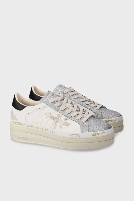 Premiata Simli Deri Karışımlı Sneaker Kadın Ayakkabı CLAUDIA 7756 BEYAZ - Premiata (1)