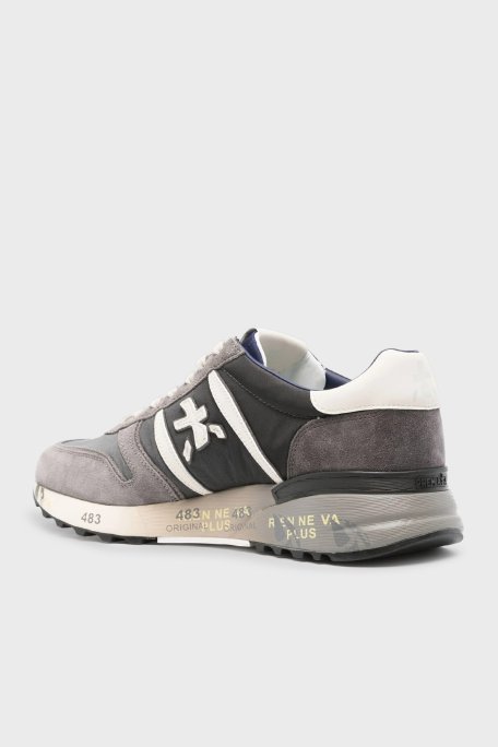Premiata Süet Deri Logolu Bağcıklı Sneaker Erkek Ayakkabı LANDER 6906 GRİ - Premiata (1)