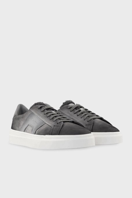 Santoni Deri Karışımlı Logolu Sneaker Erkek Ayakkabı MBGT22124PNNTPIDG45 GRİ - Santoni (1)