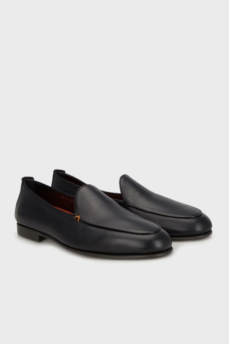 Santoni Hakiki Deri Dikiş Detaylı Loafer Erkek Ayakkabı MGEC19088SMOMMEMN01 SİYAH - Santoni (1)