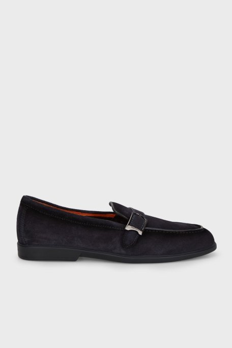 Santoni Kemerli Süet Loafer Erkek Ayakkabı MGAR18824OOTSRVRU59 LACİVERT - Santoni