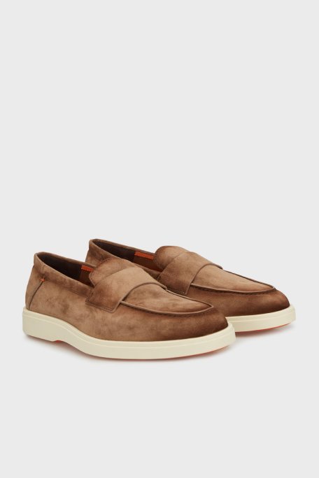 Santoni Süet Loafer Erkek Ayakkabı MGDT19051TICSEAAM21 KAHVE - Santoni (1)