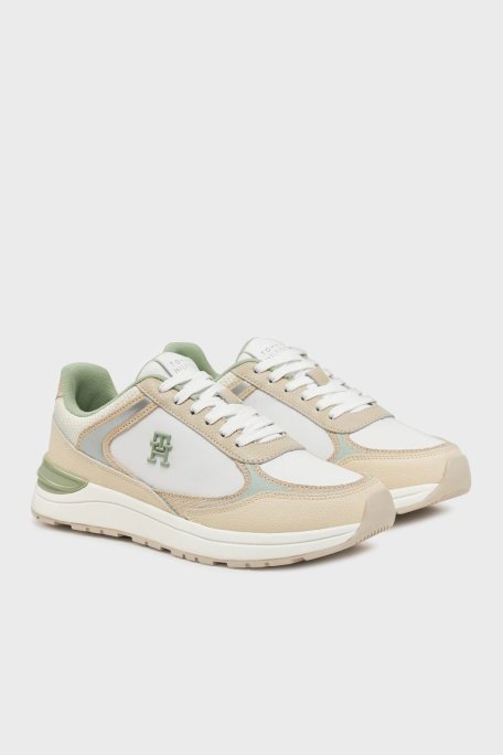 Tommy Hilfiger % 100 Deri Logolu Sneaker Bayan Ayakkabı FW0FW08472 0LB BEYAZ-BEJ - Tommy Hilfiger (1)