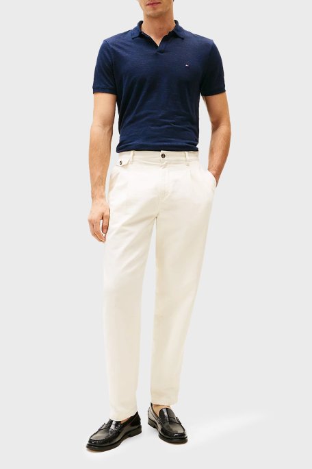 Tommy Hilfiger % 100 Keten Regular Fit Erkek Polo Yaka T Shirt MW0MW38476 DW5 LACİVERT - Tommy Hilfiger (1)