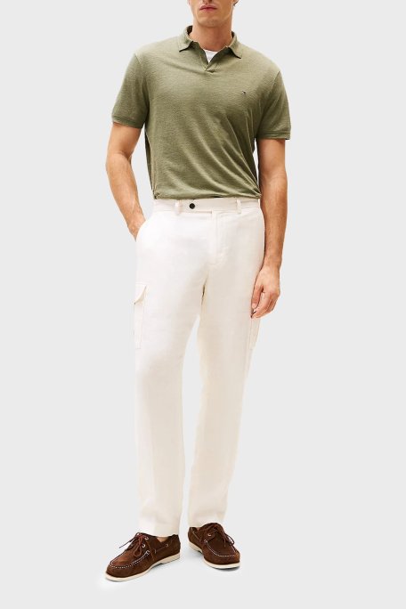 Tommy Hilfiger % 100 Keten Regular Fit Erkek Polo Yaka T Shirt MW0MW38476 PLI YEŞİL - Tommy Hilfiger (1)