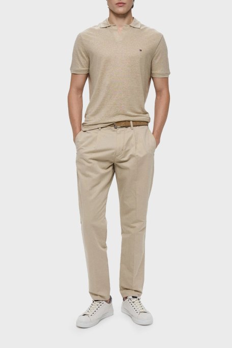 Tommy Hilfiger % 100 Keten Regular Fit Erkek Polo Yaka T Shirt MW0MW38476 RBT KUM - Tommy Hilfiger (1)