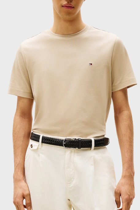 Tommy Hilfiger % 100 Pamuk Regular Fit Bisiklet Yaka Erkek T Shirt MW0MW37508 RBT KUM - Tommy Hilfiger