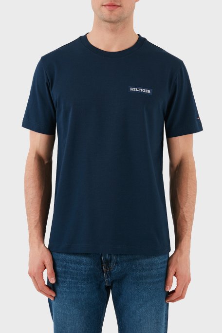 Tommy Hilfiger % 100 Pamuk Regular Fit Bisiklet Yaka Erkek T Shirt MW0MW37909 DAF LACİVERT - Tommy Hilfiger