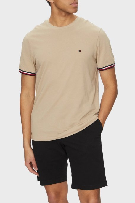 Tommy Hilfiger % 100 Pamuk Regular Fit Bisiklet Yaka Erkek T Shirt MW0MW38630 RBT KUM - Tommy Hilfiger