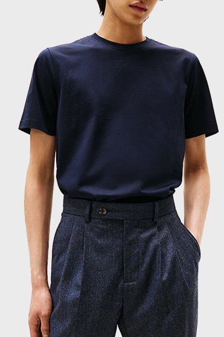 Tommy Hilfiger % 100 Pamuk Regular Fit Bisiklet Yaka Erkek T Shirt MW0MW39779 DW5 LACİVERT - Tommy Hilfiger