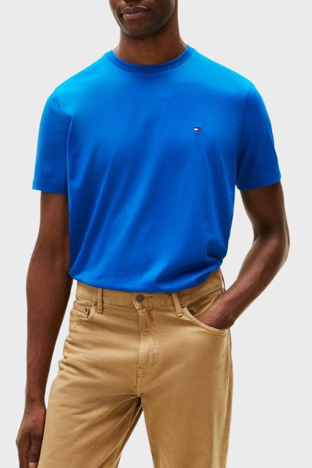 Tommy Hilfiger % 100 Pamuk Regular Fit Bisiklet Yaka Erkek T Shirt MW0MW39995 C3D MAVİ - Tommy Hilfiger