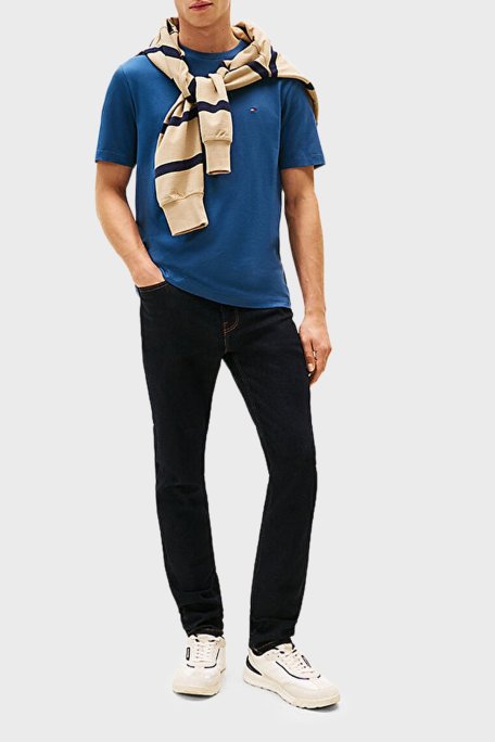 Tommy Hilfiger % 100 Pamuk Regular Fit Bisiklet Yaka Erkek T Shirt MW0MW39995 DBZ MAVİ - Tommy Hilfiger (1)