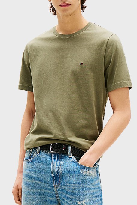 Tommy Hilfiger % 100 Pamuk Regular Fit Bisiklet Yaka Erkek T Shirt MW0MW39995 PLI YEŞİL - Tommy Hilfiger