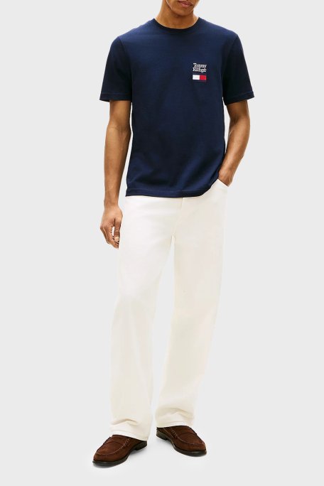 Tommy Hilfiger % 100 Pamuk Regular Fit Bisiklet Yaka Erkek T Shirt MW0MW42367 DW5 LACİVERT - Tommy Hilfiger (1)