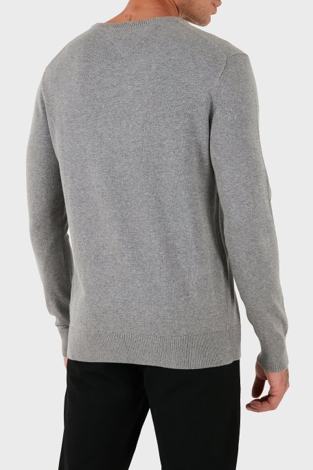 Tommy Hilfiger % 100 Pamuk Regular Fit Bisiklet Yaka Logolu Erkek Kazak MW0MW14748 P91 GRİ - Tommy Hilfiger (1)