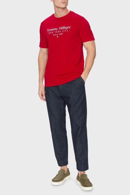 Tommy Hilfiger % 100 Pamuk Regular Fit Bisiklet Yaka Logolu Erkek T Shirt MW0MW38621 XLD KIRMIZI - Tommy Hilfiger (1)