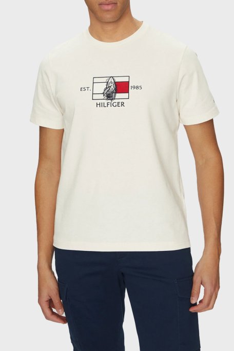 Tommy Hilfiger % 100 Pamuk Regular Fit Bisiklet Yaka Logolu Erkek T Shirt MW0MW38628 Z00 AÇIK BEJ - Tommy Hilfiger