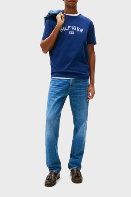 Tommy Hilfiger % 100 Pamuk Regular Fit Bisiklet Yaka Logolu Erkek T Shirt MW0MW39357 C7G MAVİ - Tommy Hilfiger (1)