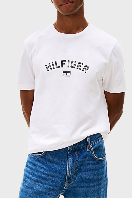 Tommy Hilfiger % 100 Pamuk Regular Fit Bisiklet Yaka Logolu Erkek T Shirt MW0MW39357 YBR BEYAZ - Tommy Hilfiger