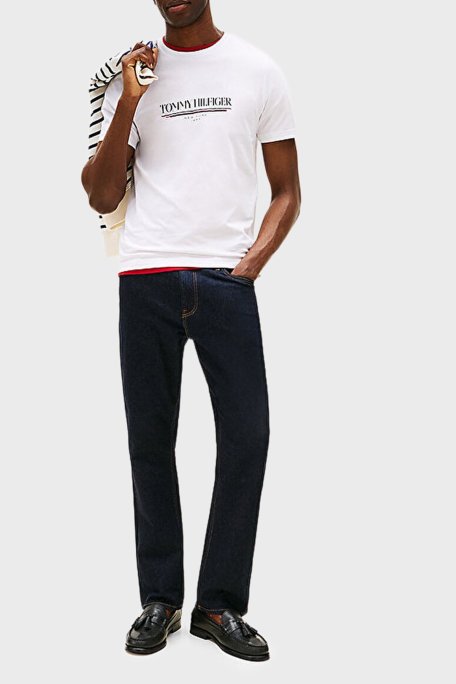 Tommy Hilfiger % 100 Pamuk Regular Fit Bisiklet Yaka Logolu Erkek T Shirt MW0MW40324 YBR BEYAZ - Tommy Hilfiger (1)