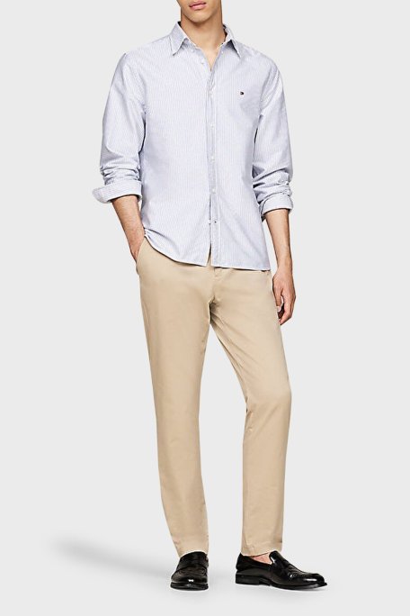 Tommy Hilfiger % 100 Pamuk Regular Fit Çizgili Erkek Gömlek MW0MW36238 0A8 MAVİ - Tommy Hilfiger (1)