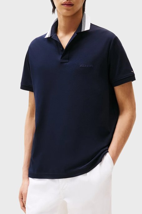 Tommy Hilfiger % 100 Pamuk Regular Fit Düğmeli Çizgili Erkek Polo Yaka T Shirt MW0MW38466 DW5 LACİVERT - Tommy Hilfiger
