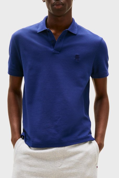 Tommy Hilfiger % 100 Pamuk Regular Fit Düğmeli Erkek Polo Yaka T Shirt MW0MW33167 C7G MAVİ - Tommy Hilfiger