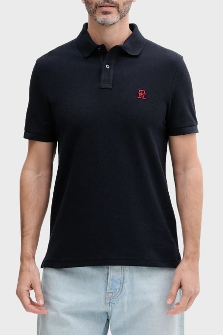 Tommy Hilfiger % 100 Pamuk Regular Fit Düğmeli Erkek Polo Yaka T Shirt MW0MW33167 DW5 LACİVERT - Tommy Hilfiger