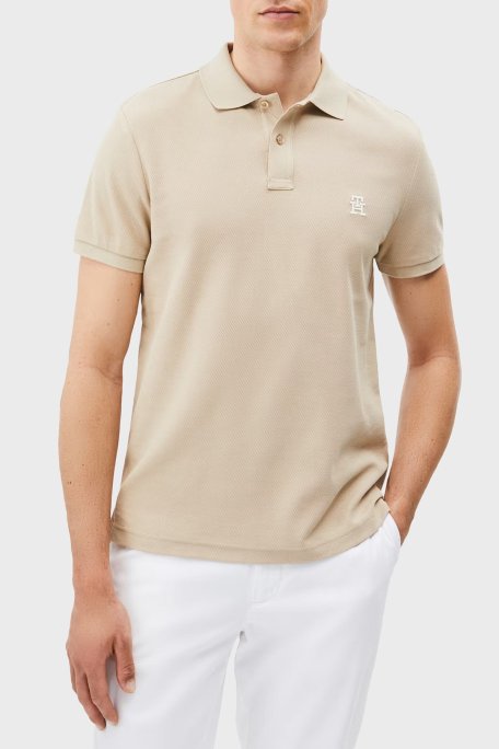 Tommy Hilfiger % 100 Pamuk Regular Fit Düğmeli Erkek Polo Yaka T Shirt MW0MW33167 RBT KUM - Tommy Hilfiger