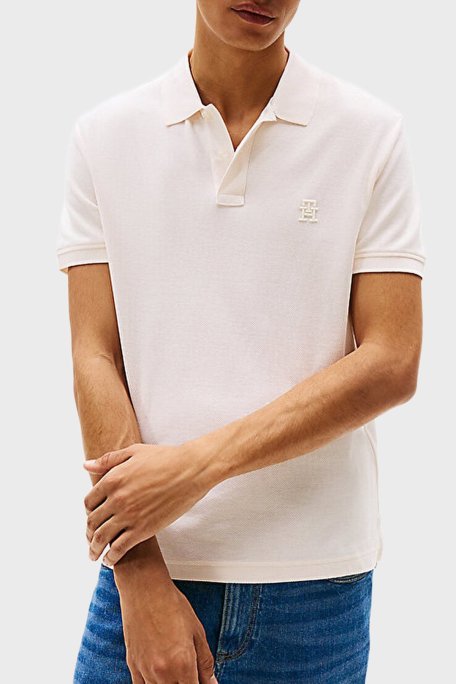 Tommy Hilfiger % 100 Pamuk Regular Fit Düğmeli Erkek Polo Yaka T Shirt MW0MW33167 Z00 AÇIK BEJ - Tommy Hilfiger