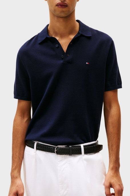 Tommy Hilfiger % 100 Pamuk Regular Fit Düğmeli Erkek Polo Yaka T Shirt MW0MW37396 DW5 LACİVERT - Tommy Hilfiger