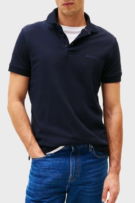 Tommy Hilfiger % 100 Pamuk Regular Fit Düğmeli Erkek Polo Yaka T Shirt MW0MW38456 DW5 LACİVERT - Tommy Hilfiger