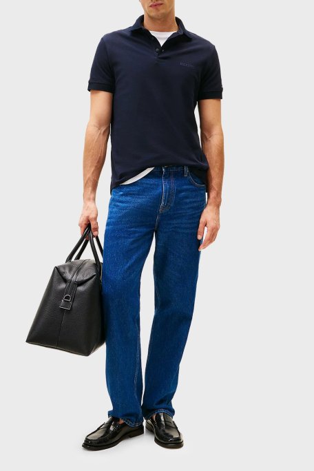 Tommy Hilfiger % 100 Pamuk Regular Fit Düğmeli Erkek Polo Yaka T Shirt MW0MW38456 DW5 LACİVERT - Tommy Hilfiger (1)