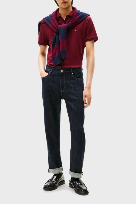 Tommy Hilfiger % 100 Pamuk Regular Fit Düğmeli Erkek Polo Yaka T Shirt MW0MW39994 VLP BORDO - Tommy Hilfiger (1)