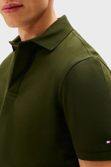 Tommy Hilfiger % 100 Pamuk Regular Fit Düğmeli Erkek Polo Yaka T Shirt MW0MW41513 M1Q YEŞİL - Tommy Hilfiger (1)