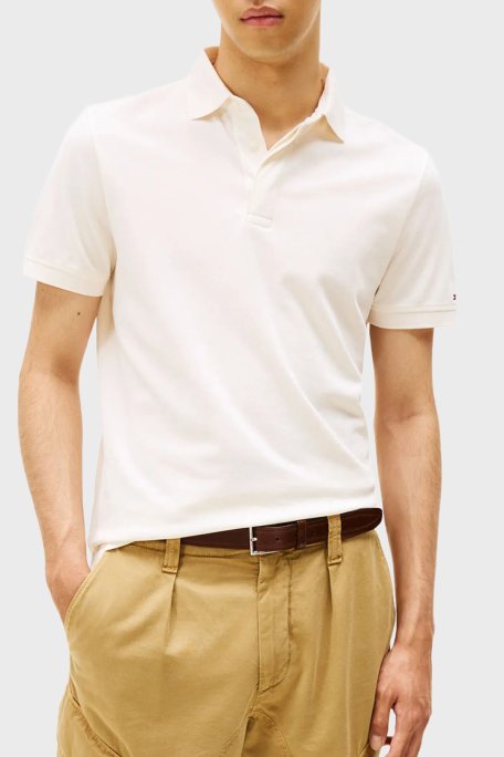 Tommy Hilfiger % 100 Pamuk Regular Fit Düğmeli Erkek Polo Yaka T Shirt MW0MW41513 Z00 AÇIK BEJ - Tommy Hilfiger