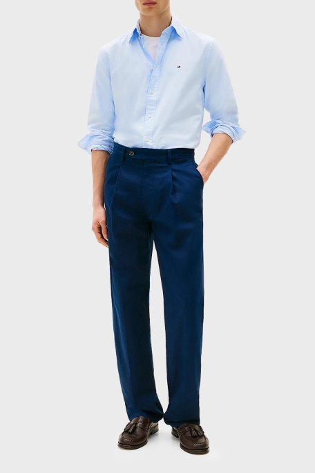 Tommy Hilfiger % 100 Pamuk Regular Fit Düğmeli Yaka Erkek Gömlek MW0MW39988 C3Q AÇIK MAVİ - Tommy Hilfiger (1)